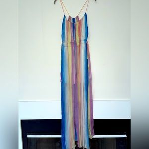 Multicolor chiffon maxi dress.
